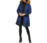 GUESS Damen Women's Midweight Puffer Jacket Daunenalternativer Mantel, Indigo mit Gürtel, S