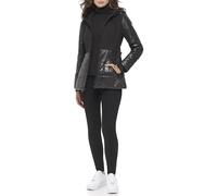 GUESS Damen Women's Softshell Coat Übergangsjacke, Schwarz mit Gürtel, XL