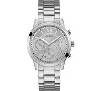 Guess Damen Armbanduhr Solar W1070L1 – Analog Quarz, Edelstahl – Silber One Size