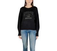 Guess Damenpullover Schwarz Druck Langarm Rundhals - Größe: XS
