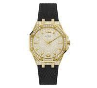 Guess Damen Armbanduhr Shimmer GW0408L2 – 39 mm, voller Strass auf Gehäuse & Zifferblatt, Nylonband