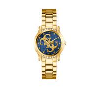 Guess Damen Armbanduhr GW0861L6 Annette, 36 mm Edelstahl Gold, blaues Zifferblatt, Quarz, Mineralglas, 3 ATM, Zirkonia, Gliederarmband