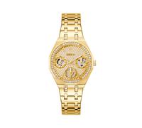 Multifunktionsuhr GUESS "QUINN", goldfarben, Armbanduhren, Damen, Quarzuhr, Armbanduhr, Damenuhr, Edelstahlarmband, Datum (25457150-0) goldfarben