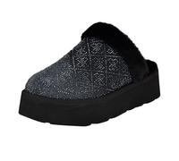 GUESS Danikas Damen-Slipper, Schwarzes Denim-Strass-Logo 002, 38.5 EU