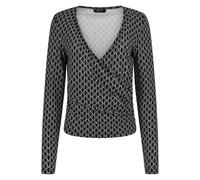 GUESS Doris Ls Vneck Top New Monogram Black B Größe: S | Blusen Outlet | Damen | Schwarz