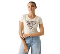 Guess Slim Fit T-Shirt mit Ziersteinbesatz in Ecru, Größe S