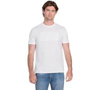 Guess Eco Herren-T-Shirt, kurzärmelig, geprägtes Logo, Reines Weiß, Mittel