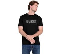 Guess Eco Herren-T-Shirt, kurzärmelig, geprägtes Logo, Tiefschwarz, Mehrfarbig, Mittel
