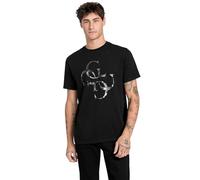 Guess Eco Herren-T-Shirt, kurzärmelig, schimmernd, Quattro G, Schwarz (Jet Black), Klein