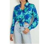 GUESS Eco Ls Bowed Jun Shirt Resort Rose Print Größe: L | Blusen Outlet | Damen | Rosa