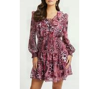 GUESS Eco Ls Lace Up Flared Lu Purple Kashmir Print Größe: S | Minikleider Outlet | Damen | Violett