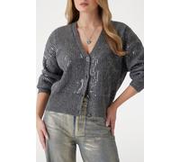 GUESS Eco Riley Ls Vn Sequins Dark Grey Heather Größe: S | Cardigans Outlet | Damen | Grau