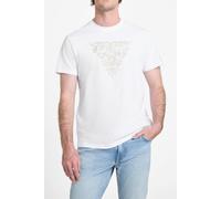 GUESS Eco Ss Cn Flower Embro T Pure White Größe: M | Bedruckte T-Shirts Outlet | Herren | Weiß