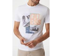 GUESS Eco Ss Cn Sail Boat Gues Pure White Größe: L | Bedruckte T-Shirts Outlet | Herren | Weiß