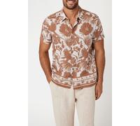 GUESS Eco Ss Island Linen Bord Tropical Linocut Nut Größe: XL | Casual hemden Outlet | Herren | Weiß