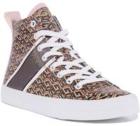 GUESS Elga Women's Hi Top Lace Up Synthetic Trainers (Braun, EU 37)