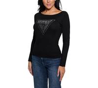 GUESS Eliza Damen Langarm Triangel Logo Pullover, Weiße Taube, M