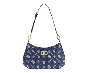 GUESS Emelie Logo Top Zip Shoulder Bag Navy Logo