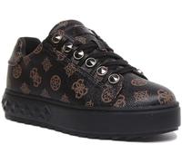 Guess Fairest Active Low-Top Schnürung Kunstleder Turnschuhe, brown, 36 EU