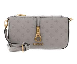 GUESS G James Logo Mini Double Zip Crossbody Bag Taupe Logo