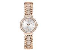 Guess Damen Armbanduhr Gala GW0401L3, Edelstahlarmband, 30 mm, Roségold, schwarzes Zifferblatt