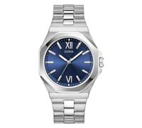 Guess GD Emperor Herren Armbanduhr, Quarz Analog, Edelstahl, 44mm, Edelstahlarmband, Silber, 5 bar, Zifferblattfarbe: Blau, Leuchtzeiger, GW0849G1