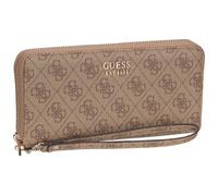 Guess Geldbörse Brenton Slg Large Zip Around Latte Logo Damen