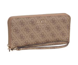 Guess Geldbörse Brenton Slg Large Zip Around Latte Logo Damen