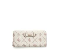 GUESS Geldbörse Carrie Logo Large Zip-Around – Vanilla Logo Creme