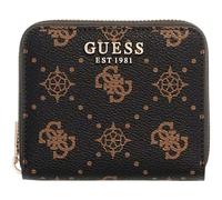 GUESS Geldbörse Carrie Logo SLG Small Zip Around Espresso Logo Dunkelbraun