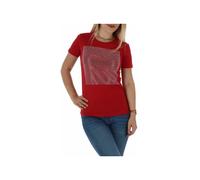 Guess Glamour Rot Damen T-Shirt mit Glitzerpailletten - Größe: S