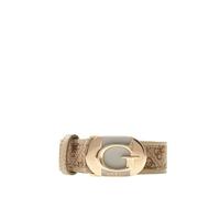 GUESS Gürtel mit Schnalle G-Logo, Beige, Stoff mit Monogramm-Muster und Lederkanten, beige, M