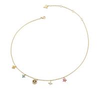Guess Halskette Secret Garden 16-18" Blumenanhänger – Gelbgold/Multicolor