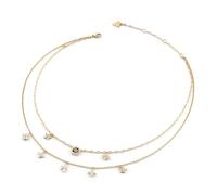 GUESS Halskette Secret Garden 16-18" Two Rows Flowers Necklace Yellow Gold goldfarben