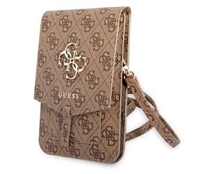Guess Handtasche - elegante Umhängetasche für Smartphones mit goldenem Big Logo, AllOver 4G Logo Serie