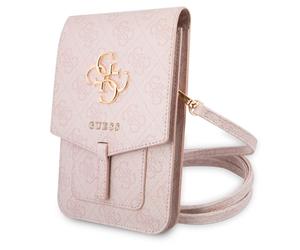Guess Handtasche - elegante Umhängetasche für Smartphones mit goldenem Big Logo, AllOver 4G Logo Serie