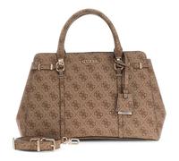 GUESS Handtasche Umhängetasche Leona Logo Multi Compartment Satchel Latte Logo hellbraun