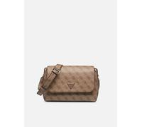 Guess Umhängetasche Meridian Flap Crossbody – Latte Logo, hellbraun, Lederimitat, Damen