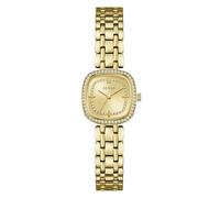 Guess Hazel, Damen Armbanduhr, Quarz Analog, Edelstahl, 25mm, Silikonarmband, Gold, 5 bar, Zifferblattfarbe: Champagner, GW1018L2