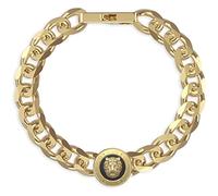 Guess Herren-Armband aus der Kollektion Lion King. Armband aus Stahl mit Löwen-Symbol, 14 mm, Farbe Gold und Schwarz. Größe: L. Die Referenz lautet jumb01309jwygbkl