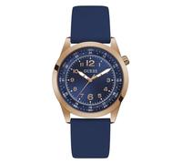 GUESS Herren-Armbanduhr, 42 mm, blaues Armband, blaues Zifferblatt, rotgoldenes Gehäuse, Blau