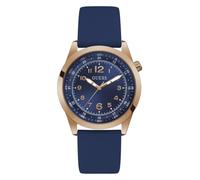 GUESS Herren-Armbanduhr, 42 mm, blaues Armband, blaues Zifferblatt, rotgoldenes Gehäuse, Blau