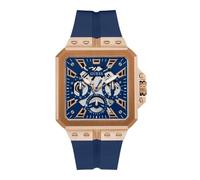 Guess Herren-Armbanduhr Analog Quarz mit Edelstahlarmband GW0637G3, blau, Streifen