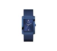 Guess Herren Armbanduhr Clyde mit Zirkonia, blaues Edelstahlarmband, Mineral Glas, blaues Ziffernblatt, 3 Bar, Gehäusegröße: 34 mm, GW0898G2