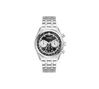 Guess Herren Armbanduhr Dawson mit Datumsanzeige, Zirkonia, silberfarbenes Edelstahlarmband, Mineral Glas, schwarzes Ziffernblatt, 5 Bar, Gehäusedurchmesser: 44 mm, GW0971G1