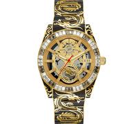 Guess Herren Armbanduhr DRAGON Drachenmuster-Armband Gold-Schwarz 42 mm GW0649G1