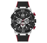 GUESS Herren-Armbanduhr, Edelstahl, multifunktional, 50 mm, Schwarz/silberfarben, Quarzuhr