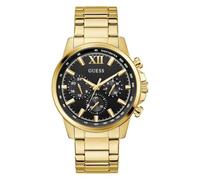 GUESS Herren Armbanduhr GD Walker mit Datumsanzeige, goldfarbenes Edelstahlarmband, Mineral Glas, schwarzes Ziffernblatt, 5 Bar, Gehäusedurchmesser: 44 mm, GW0900G3