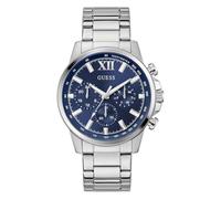 GUESS Herren Armbanduhr GD Walker mit Datumsanzeige, silberfarbenes Edelstahlarmband, Mineral Glas, schwarzes Ziffernblatt, 5 Bar, Gehäusedurchmesser: 44 mm, GW0900G4