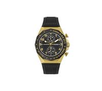 GUESS Herren Armbanduhr GD Walker, Silber- und goldfarbenes Edelstahlarmband, Mineral Glas, dunkelgrünes Ziffernblatt, 5 Bar, Gehäusedurchmesser: 44 mm, GW0900G5